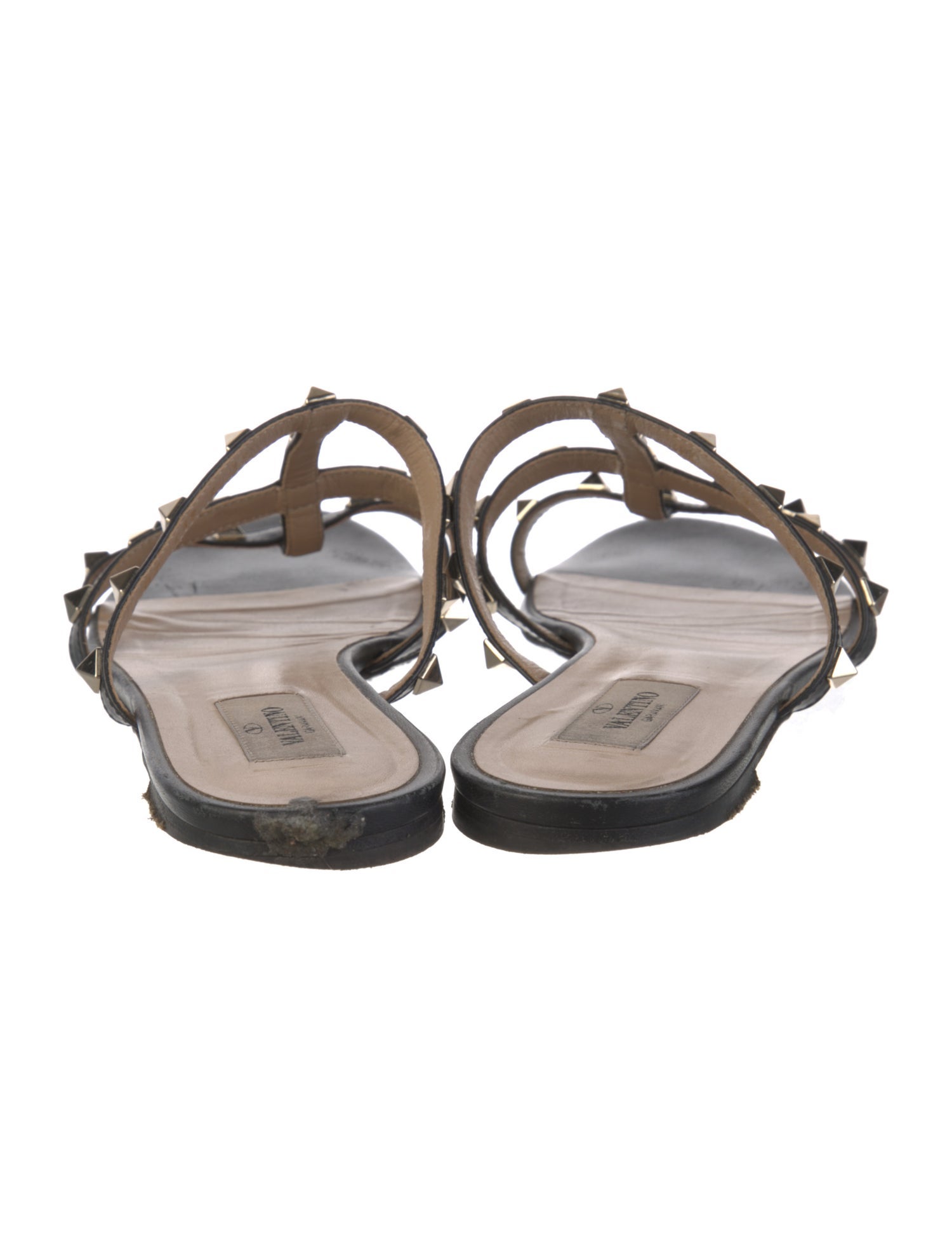 Valentino Rockstud Accents Leather Slides